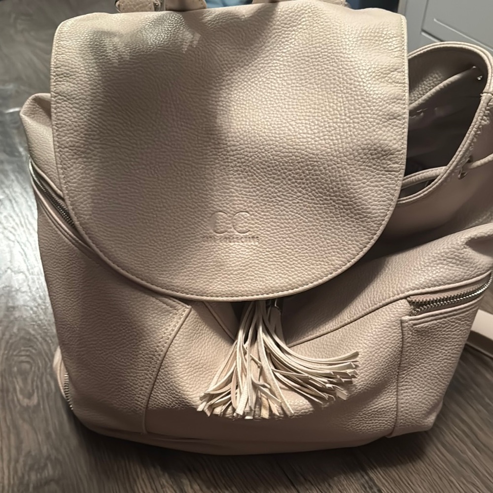 Citi Collective Cream Leather Diaper Bag Backpack